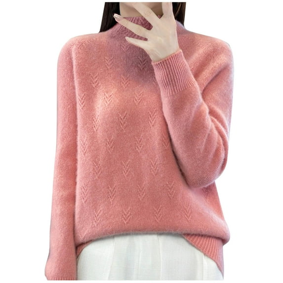 Sweaters For Women Lightweight Sevevn Women's Wool Seamless Sweater Mock Neck Long Sleeve Knitted Pullover Tops