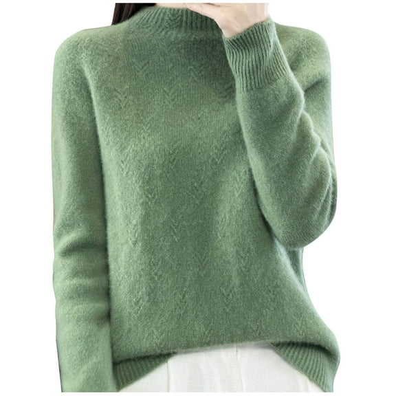 Sweaters For Women Lightweight Sevevn Women's Wool Seamless Sweater Mock Neck Long Sleeve Knitted Pullover Tops