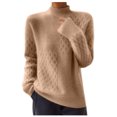 thumbnail image 1 of Sweaters For Women Long Sleeve Casual Knitted Solid Color Yellow Round Neck Winter Sweaters Blouse S-XL, 1 of 6