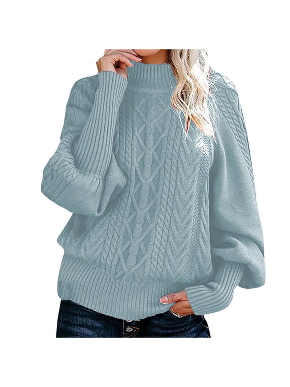 Sweaters For Women Long Sleeve Turtleneck Slim Fitted Chunky Pullover Casual Sweater Jumper Tops
