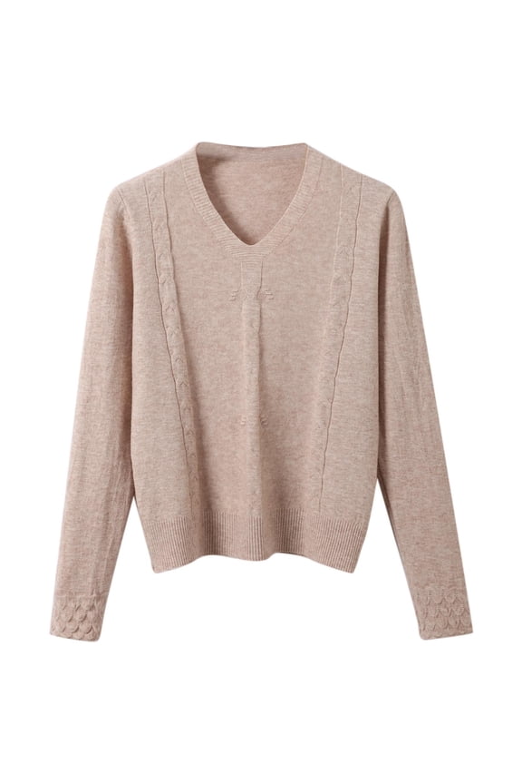 Sweaters For Women Loose Fit V-Neck Wool Knit Base Layer - Long Sleeve Pullover Top, Warm Layering & St Patricks Day Sweater,Size:L