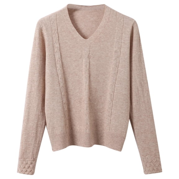 Sweaters For Women Loose Fit V-Neck Wool Knit Base Layer - Long Sleeve Pullover Top, Warm Layering & St Patricks Day Sweater,Size:M