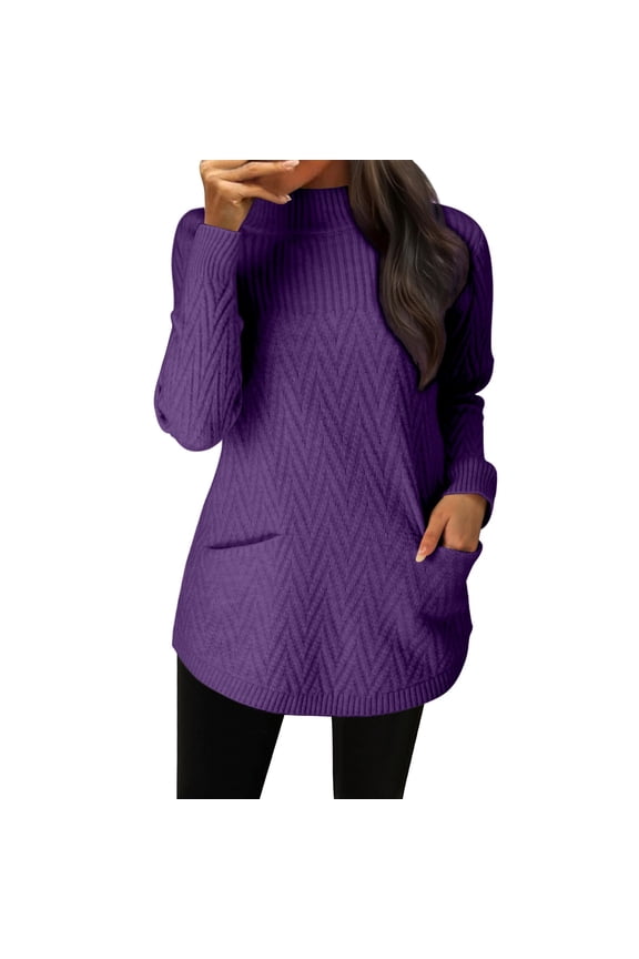 Sweaters For Women Loose Large Size Mid Length Round Neck Pullover Sweater Autumn Winter Slimming Outer Wear Bottoming Tops 2Xl Womens Sweaters