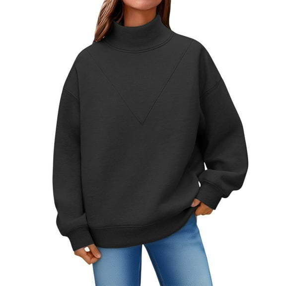 Sweaters For Women Oversized Mock Neck Pullover Long Sleeve Sweatshirt Fleece Lined Drop Shoulder Solid Color Casual L Womens Sweaters