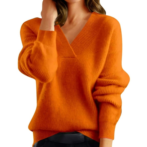 Sweaters For Women Oversized V Neck Lightweight Knit Pullover Sweater Long Sleeve Casual Trendy For Fall Xl Womens Sweaters
