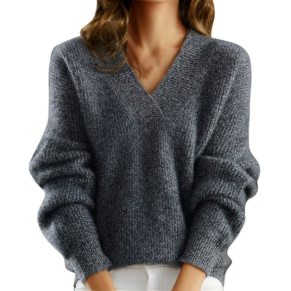 Sweaters For Women Oversized V Neck Lightweight Knit Pullover Sweater Long Sleeve Casual Trendy For Fall Xl Womens Sweaters