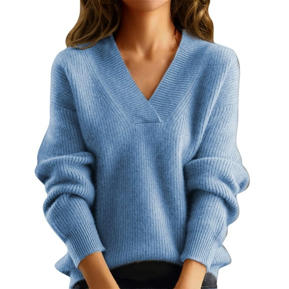 Sweaters For Women Oversized V Neck Lightweight Knit Pullover Sweater Long Sleeve Casual Trendy For Fall Xl Womens Sweaters