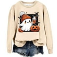 thumbnail image 1 of Sweaters For Women Pumpkin Fashionable Casual Hoodless Sweatshirt - Little Terry, Beige Size S-2XL, 1 of 2