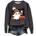 thumbnail image 1 of Sweaters For Women Pumpkin Fashionable Casual Hoodless Sweatshirt - Little Terry, Gray Size S-2XL, 1 of 2