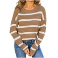thumbnail image 1 of Sweaters For Women Sevevn Women Striped Patchwork Knitted Sweater With Long Sleeved Round Neck Sweater Top, 1 of 5