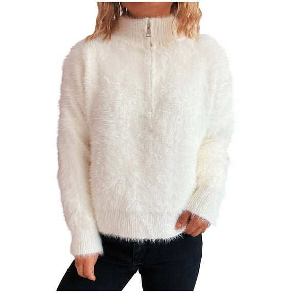 Sweaters For Women Sevevn Women's Long Sleeve Half Zip Solid Color Casual Pullover Top