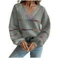thumbnail image 1 of Sweaters For Women Sevevn Women's Striped Color Blocking Oversized Sweaters Vacation Drop Shoulder Pullover Fall Cozy Sweater for Women, 1 of 9