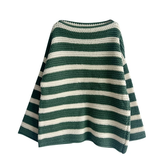 Sweaters For Women Sevevn Womens Striped Loose Long Sleeved Knitted Pullover Sweater Casual Round Neck Sweater