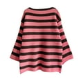 thumbnail image 1 of Sweaters For Women Sevevn Womens Striped Loose Long Sleeved Knitted Pullover Sweater Casual Round Neck Sweater, 1 of 5