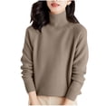 thumbnail image 1 of Sweaters For Women Solid Color Crew Neck Shoulder Thick Loose Bronze Winter Sweaters Blouse Turtleneck S-2XL, 1 of 4
