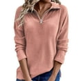 thumbnail image 1 of Sweaters For Women Solid Color Simple Zipper Pullover Long Sleeved Knitted Sweater Casual Relaxed Fit Top 2Xl Womens Sweaters, 1 of 4