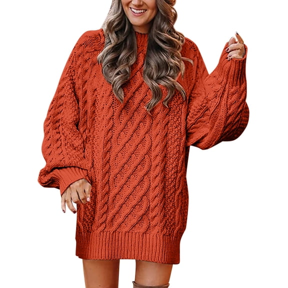 Sweaters For Women Solid Long Sleeve Half High Neck Thick Needle Knitted Casual Pullover Sweater 2Xl Womens Sweaters