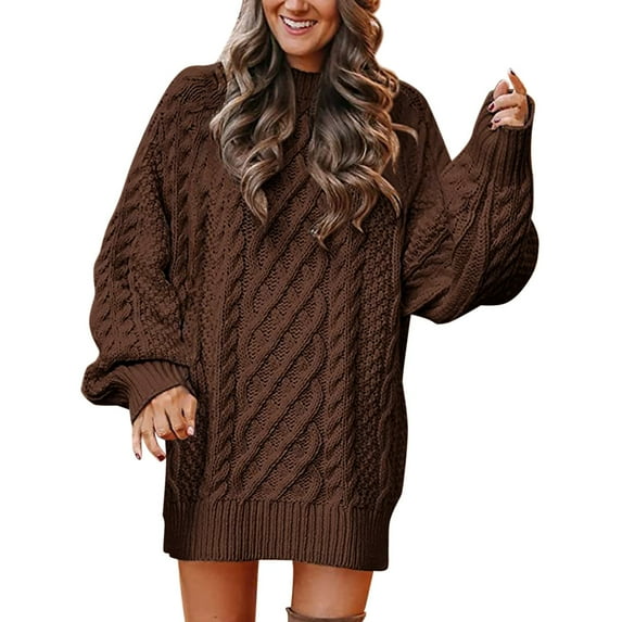Sweaters For Women Solid Long Sleeve Half High Neck Thick Needle Knitted Casual Pullover Sweater L Womens Sweaters