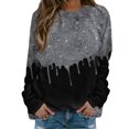 thumbnail image 1 of Sweaters For Women Star Print Hatless Sweatshirt Long Sleeve Fashion Top Loose Pullover Side Splits For Holiday Vacation M Womens Sweaters, 1 of 5