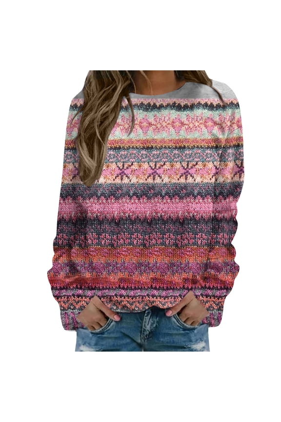 Sweaters For Women Star Print Hatless Sweatshirt Long Sleeve Fashion Top Loose Pullover Side Splits For Street Work 2Xl Womens Sweaters