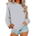 thumbnail image 1 of Sweaters For Women Trendy Casual Crewneck Long Sleeve Sweatshirts Teen Girls Outfits Polyester Spandex Gray Size M-2Xl Oversized Sweaters For Women, 1 of 8
