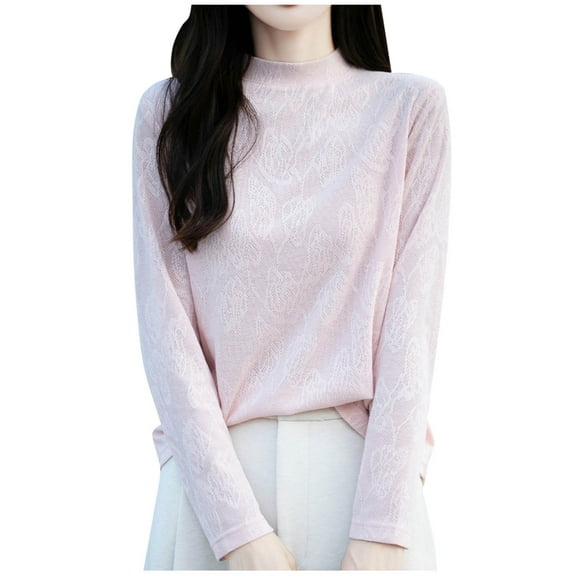 Sweaters For Women Trendy Sevevn Women's Seamless Sweater Mock Neck Long Sleeve Knitted Pullover Tops