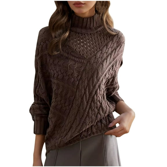 Sweaters For Women Trendy Sevevn Womens Cable Knit Turtleneck Sweaters 2025 Winter Warm Long Sleeve Pullover Casual Tops