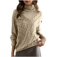 thumbnail image 1 of Sweaters For Women Trendy Sevevn Womens Cable Knit Turtleneck Sweaters 2025 Winter Warm Long Sleeve Pullover Casual Tops, 1 of 8