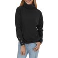 thumbnail image 1 of Sweaters For Women Turtleneck Solid Color Cufflink Loose Long Sleeve Casual O Neck Knit Pullover Sweater Tops, 1 of 7