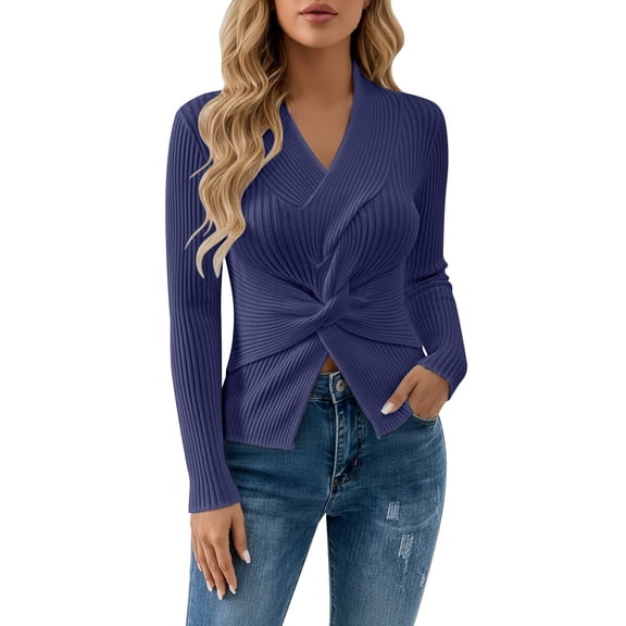 Sweaters For Women V Neck Tops Knit Pullover Sweaters Fall Winter Long Sleeve Tunic Soft Classic Casual Pullovers