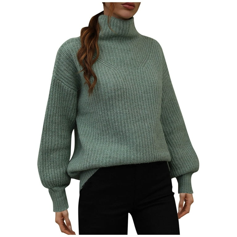 Sweaters For Women Winter Women Women s Cardigan 2022 Women s Solid Color High Neck Long Sleeve Knit Sweater Pullover Turtleneck Pullover Sweater