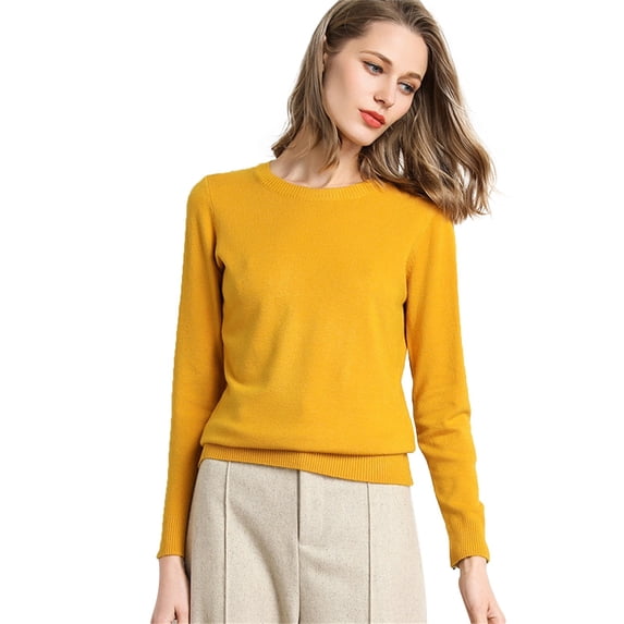 Sweaters For Women Women's New Round Neck Long Sleeve Loose Pullover Solid Knit Bottom Shirt Womens Sweaters