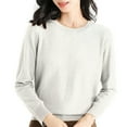 thumbnail image 1 of Sweaters For Women Women's Sweater Crew Neck Long Sleeve Soft Pullover Sweater Beige, 1 of 3