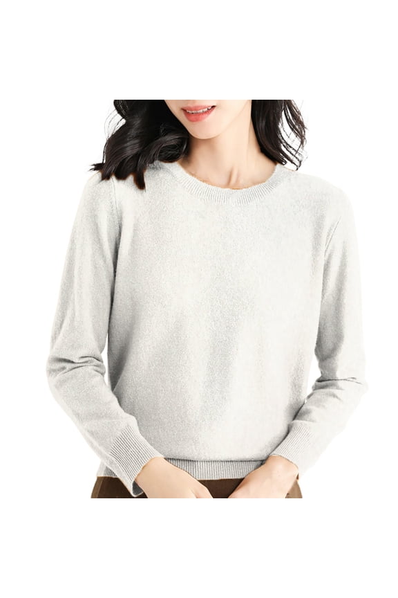 Sweaters For Women Women's Sweater Crew Neck Long Sleeve Soft Pullover Sweater Beige