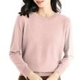 thumbnail image 1 of Sweaters For Women Women's Sweater Crew Neck Long Sleeve Soft Pullover Sweater Pink, 1 of 4