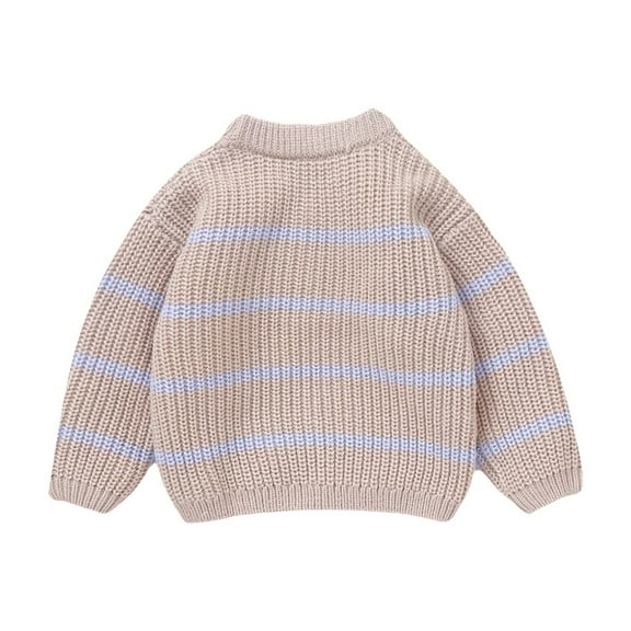 Sweaters for Girls Crewneck Stripe Soild Color Warm Winter Thick Long Seleeve Pullover Boys Sweater Toddler Cotton Knit Soft Fit Knitwear Children Casual Trendy Clothes(Light Purple,86 18 Months)
