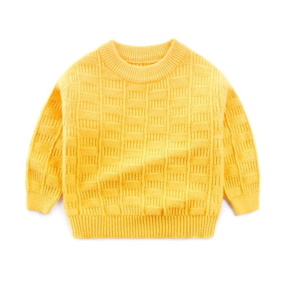 Sweaters Long Sleeve Tops Yellow Pullover Top Warm Fall Winter Clothes Infant Boy Clothes 4-5 Years
