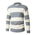 thumbnail image 1 of Sweaters for Men, Autumn Winter New Round Neck Striped Casual Knitted Bottom Top Sweater Jacket, Daily Layering Wear, Soft Knit Fabric, Comfortable Men's Clothing, 1 of 8