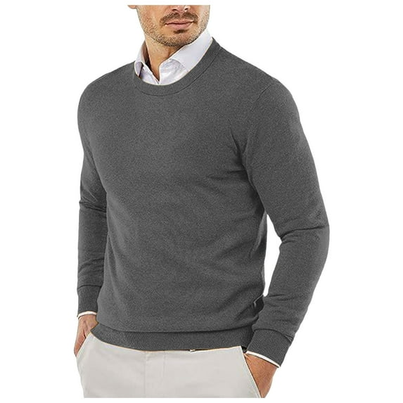 Sweaters for Men - Autumn Winter Smooth Comfortable Lightweight Drapey Soft Skin - Friendly Textured Slim Fit Round Neck Long Sleeve Sweater Jacket, Daily Casual Wear, Men's Clothing