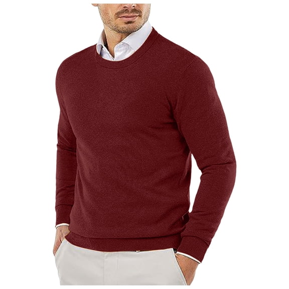 Sweaters for Men - Autumn Winter Smooth Comfortable Lightweight Drapey Soft Skin - Friendly Textured Slim Fit Round Neck Long Sleeve Sweater Jacket, Daily Casual Wear, Men's Clothing