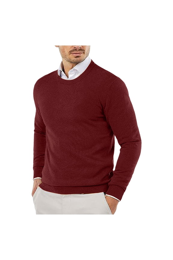 Sweaters for Men - Autumn Winter Smooth Comfortable Lightweight Drapey Soft Skin - Friendly Textured Slim Fit Round Neck Long Sleeve Sweater Jacket, Daily Casual Wear, Men's Clothing