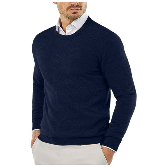 Sweaters for Men - Autumn Winter Smooth Comfortable Lightweight Drapey Soft Skin - Friendly Textured Slim Fit Round Neck Long Sleeve Sweater Jacket, Daily Casual Wear, Men's Clothing