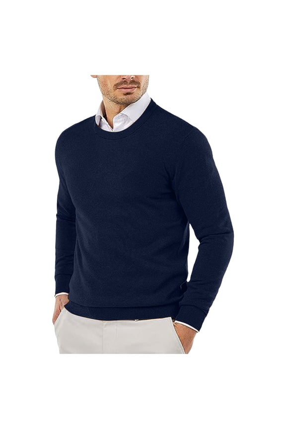 Sweaters for Men - Autumn Winter Smooth Comfortable Lightweight Drapey Soft Skin - Friendly Textured Slim Fit Round Neck Long Sleeve Sweater Jacket, Daily Casual Wear, Men's Clothing