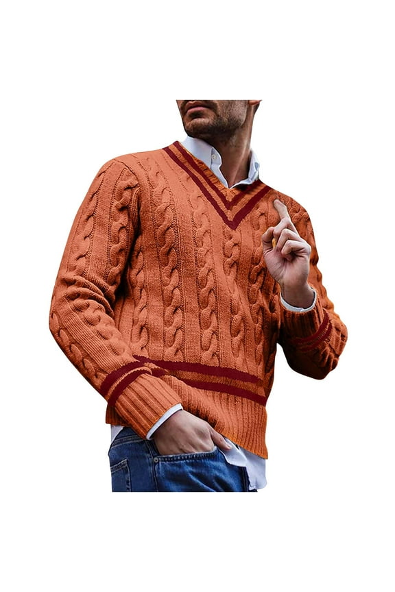 Sweaters for Men Casual Ribbed Pullover Long Sleeve V Neck Blouse Shirt Cozy Stretchy Fitted Comfortable Basic Tops Fashion Loose Thermal Sweater Casual Cozy Color Blocking Basic Tops