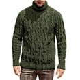 thumbnail image 1 of Sweaters for Men - Fall Winter Fashion Solid Color High Neck Jacquard Soft Warm Sweater Jacket, Thick Knit Design, Cold Weather Wear, Cozy Fabric, Men's Clothing, 1 of 5