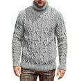 thumbnail image 1 of Sweaters for Men - Fall Winter Fashion Solid Color High Neck Jacquard Soft Warm Sweater Jacket, Thick Knit Design, Cold Weather Wear, Cozy Fabric, Men's Clothing, 1 of 8