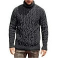 thumbnail image 1 of Sweaters for Men - Fall Winter Fashion Solid Color High Neck Jacquard Soft Warm Sweater Jacket, Thick Knit Design, Cold Weather Wear, Cozy Fabric, Men's Clothing, 1 of 5