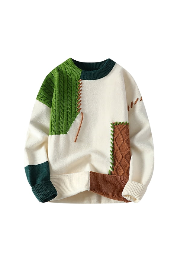 Sweaters for Men - Fall Winter Round Neck Large Size Casual Knitwear Sweater Jacket, Loose Fit Design, Cold Weather Wear, Cozy Fabric, Plus - Size Men's Clothing