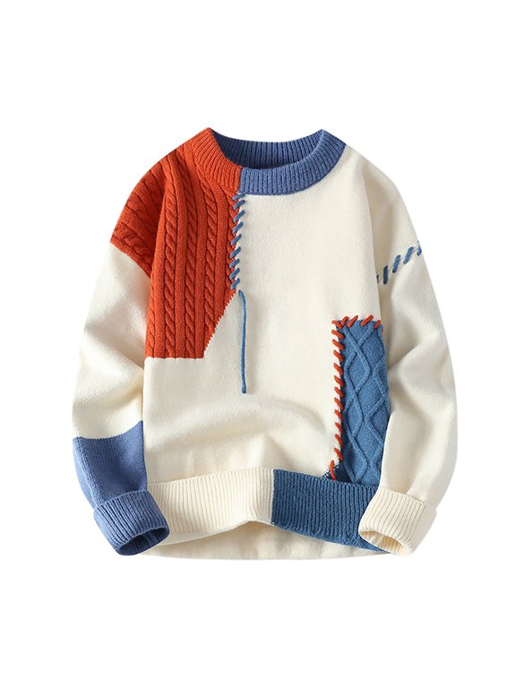 Sweaters for Men - Fall Winter Round Neck Large Size Casual Knitwear Sweater Jacket, Loose Fit Design, Cold Weather Wear, Cozy Fabric, Plus - Size Men's Clothing