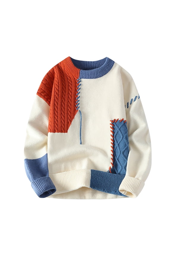 Sweaters for Men - Fall Winter Round Neck Large Size Casual Knitwear Sweater Jacket, Loose Fit Design, Cold Weather Wear, Cozy Fabric, Plus - Size Men's Clothing